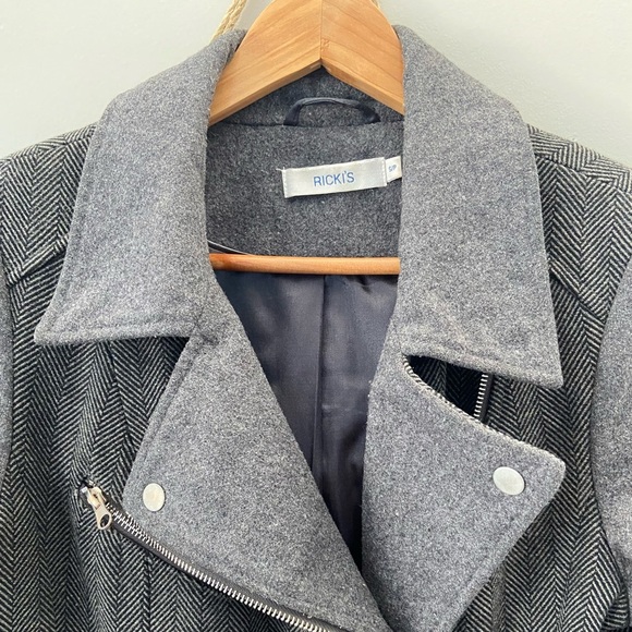 Women’s Side Zip Stylish Chevron Wool Blend Long Fall Coat - Picture 7 of 7